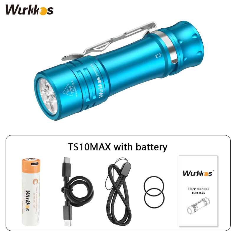 【USA warehouse】Wurkkos TS10 MAX Nichia 519A 5000k＆ anduril 2.0 ,18650 portable flashlight with Maximum output 2500 lumens/157m/E-tail switch