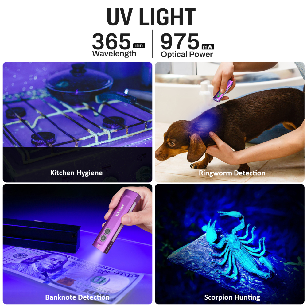 Wurkkos HD01UV Multifunctional EDC Flashlight, with 365nm UV light and White flood led, Side RGB Lights/Dual Switch/Magnetic Tail