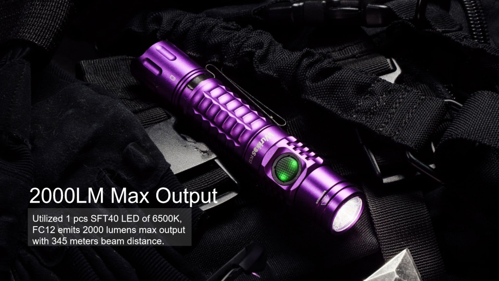 【Vday Limited $29.99】FC12 Purple Tactical flashlight + WK03 Red EDC flashlight, both with batteries
