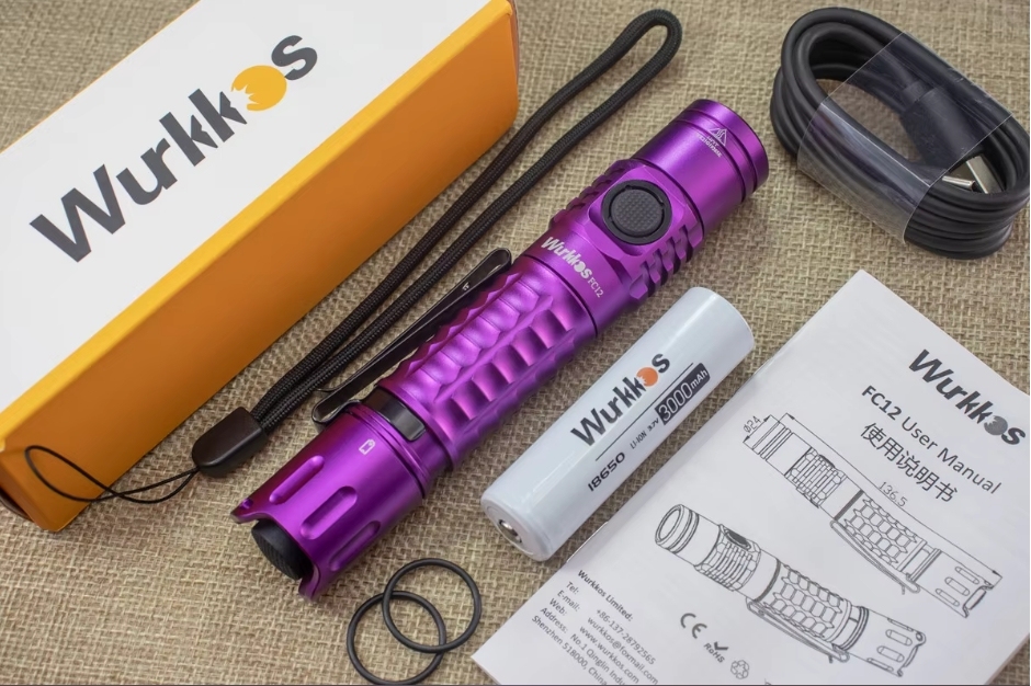 【Vday Limited $29.99】FC12 Purple Tactical flashlight + WK03 Red EDC flashlight, both with batteries