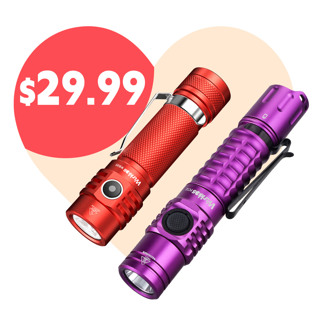 Vday Limited $29.99】FC12 Purple tactical flashlight + WK03 Red