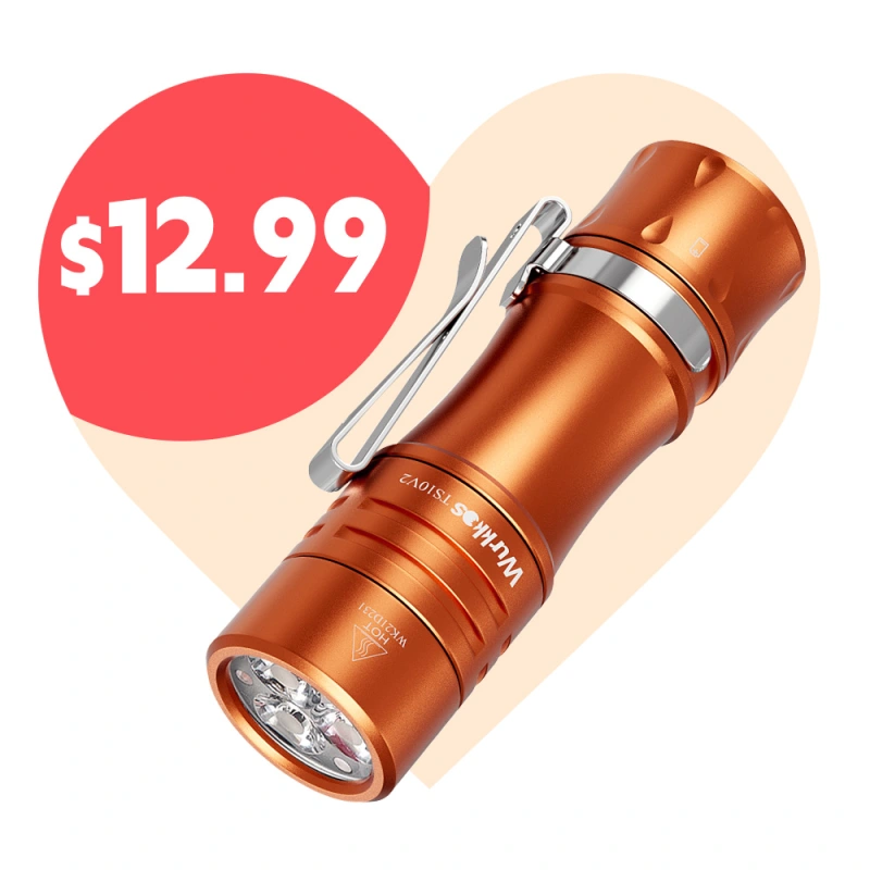 【Vday Limited $12.99】Wurkkos TS10 V2 14500 Powerful Mini  EDC Flashlight with 3* 90 CRI LEDs and 3* RGB Aux LEDs ,Anduril 2.0,Max 1400lm