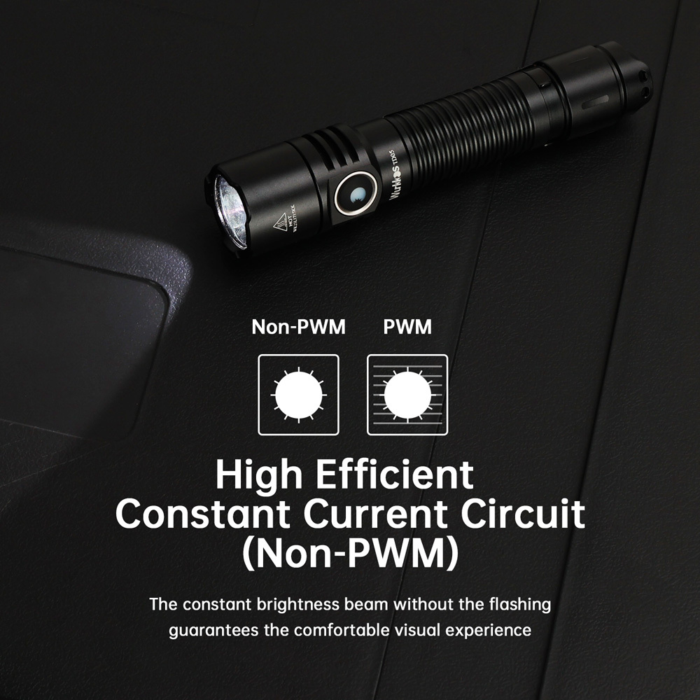 Wurkkos TD05 18650 Rechargeable Tactical Flashlight ,1800lm Throw 373M, Dual button Side Switch& Constant current Circuit