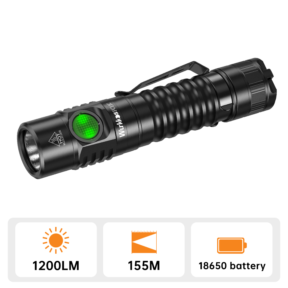 【USA Warehouse】Wurkkos FC11C Nichia 519A Buck Circuit Flashlight, Max ouput 1200Lumens 18650 LED with Magnetic Tail USB C Rechargeable Torch