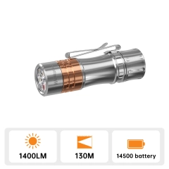Wurkkos Titanium TS10V2 Ti-copper 14500 Mini EDC Flashlight with 3* 90CRI LEDs Anduril 2.0,Max 1400lm/130M