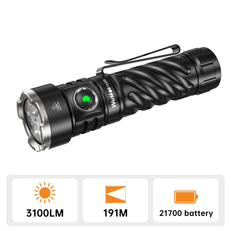 Wurkkos TS26S EDC Flashlight, 4*519A Leds with CRI 90+,max output 3100 lumens 191M, waterproof IPX8＆Boost driver
