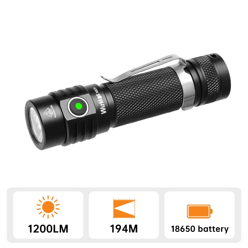 Wurkkos -TLF Golden WK03 18650 EDC Light with Nichia 519A 5000K 1200lm/USB C Rechargeable/Extra Magnetic Tail Cap included