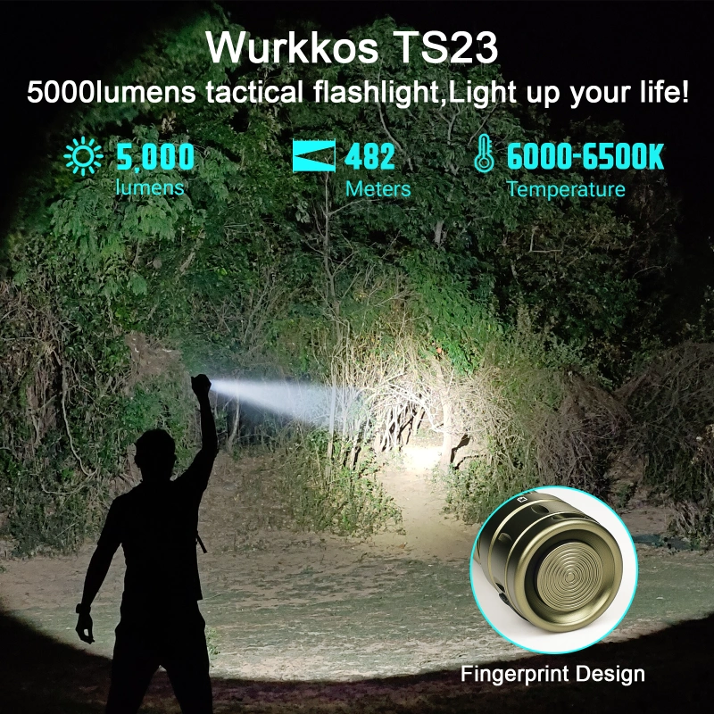 【Olive green available】Wurkkos TS23 21700 Tactical Flashlight XHP70.3 HI LED 5000Lm Torch IP68 Waterproof Two Group Mode EDC Tail Switch