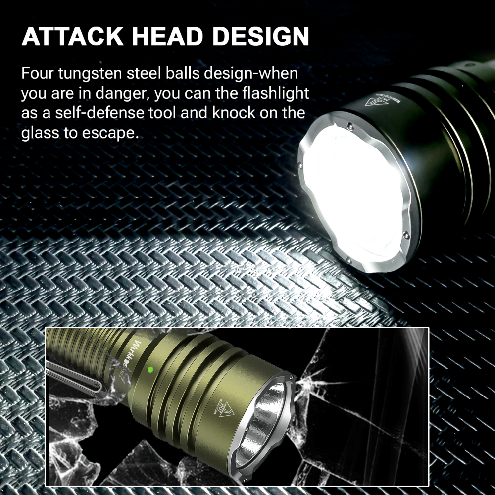 Wurkkos TS23 21700 Tactical Flashlight XHP70.3 HI LED 5000Lm Torch IP68 Waterproof Two Group Mode EDC Tail Switch