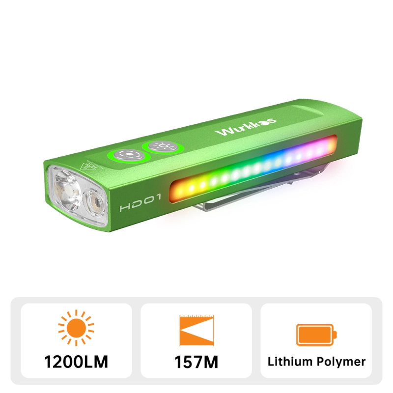Wurkkos HD01 Rechargeable EDC Flashlight with Front Spotlight and Side flood light (90CRI)/RGB Light/Dual Switch/Magnetic Tail