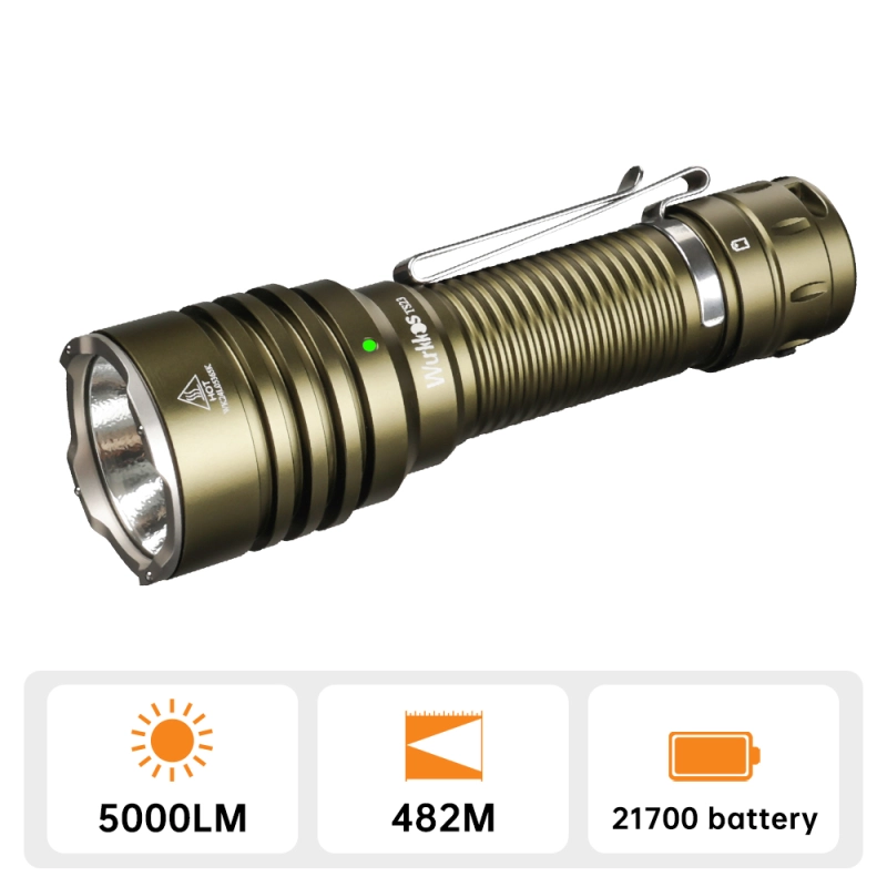 【Olive green available】Wurkkos TS23 21700 Tactical Flashlight XHP70.3 HI LED 5000Lm Torch IP68 Waterproof Two Group Mode EDC Tail Switch