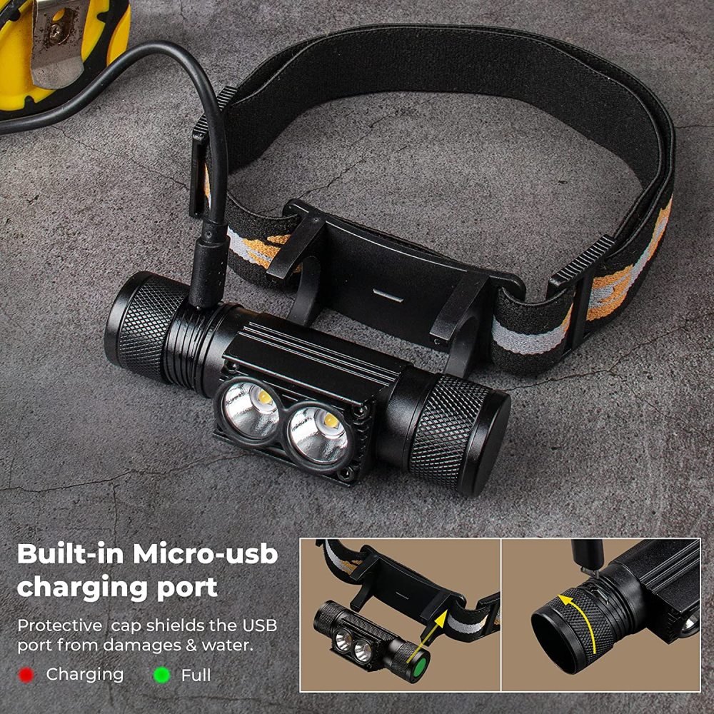 Wurkkos H25L Powerful 1000 Lumens USB C Rechargeable Headlamp, 90CRI LH351D LED 5000k Useful Headlight