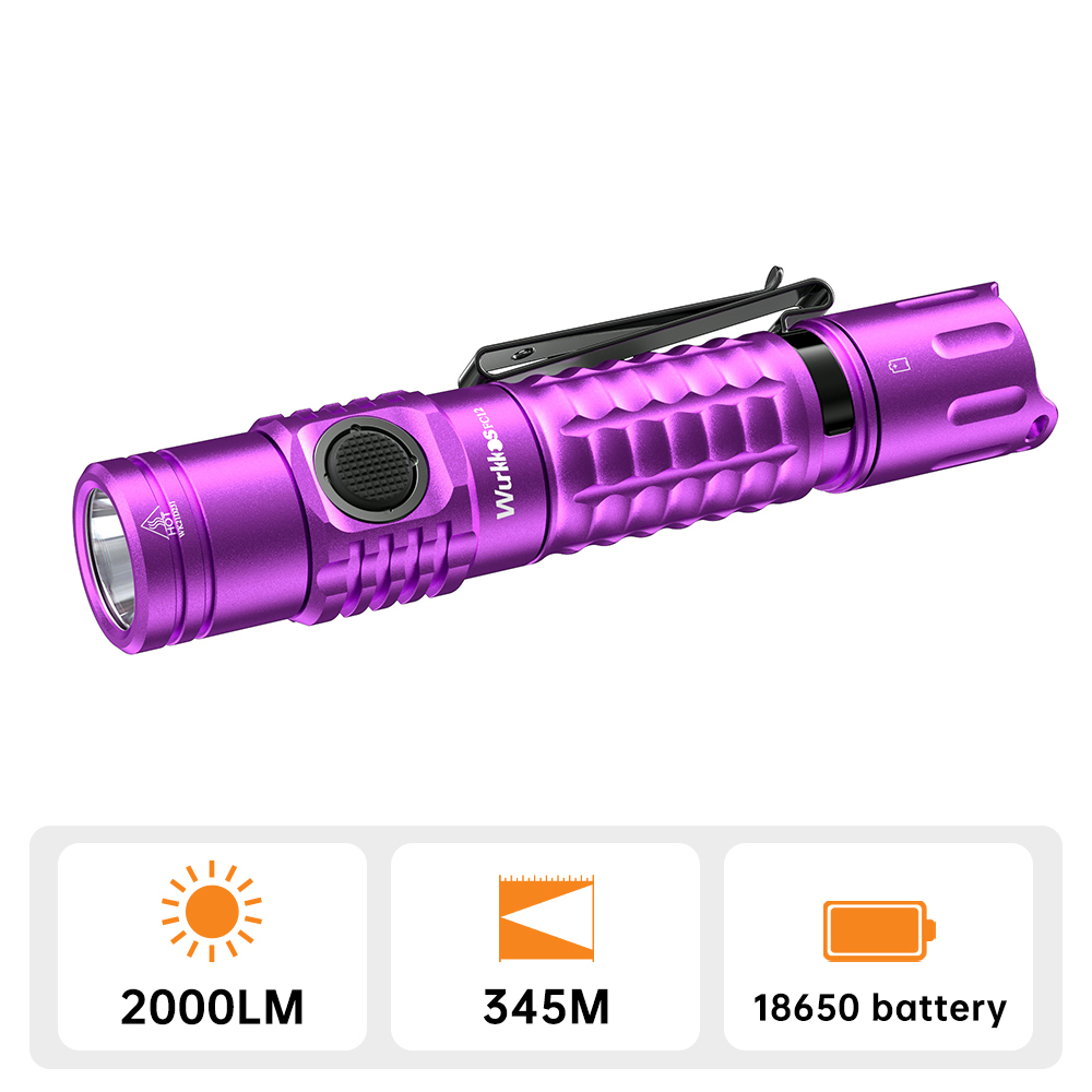 【Limited $14.99】 Wurkkos FC12 USB C Rechargeable Tactical Flashlight SFT40 2000lm 345M Throw Powerful Torch with Tail Switch 2 Groups