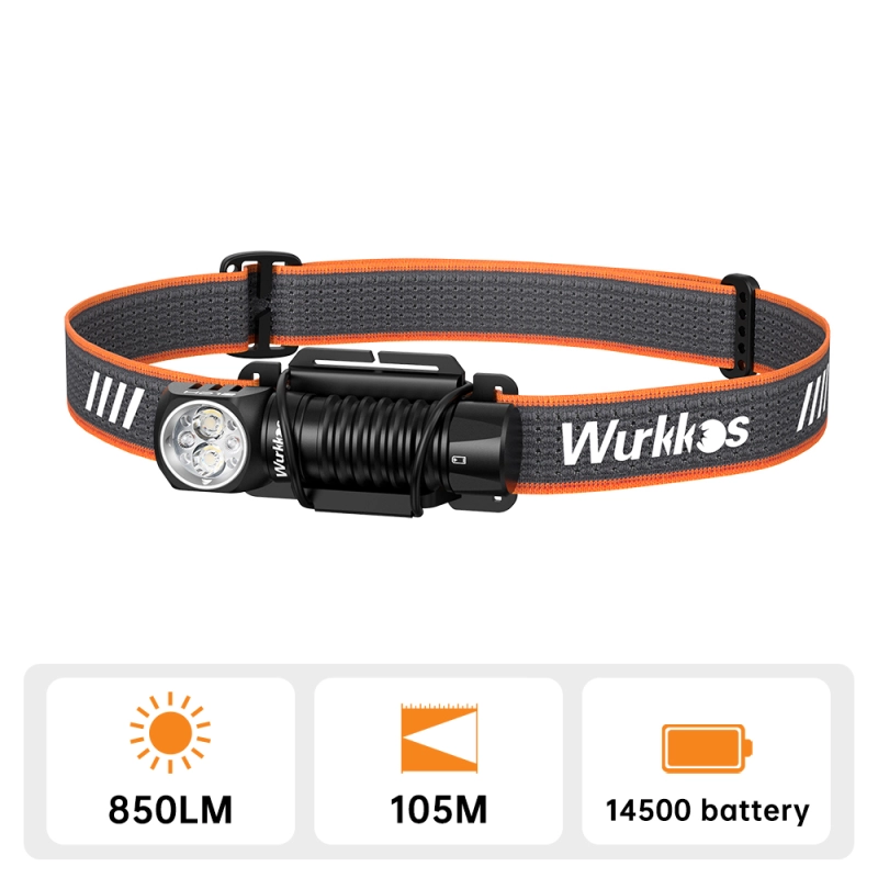 【Pre-sale】Wurkkos HD12 Mini Angle Light, White&Red Beam, USB C Rechargeable 14500/AA Headlamp ,with Simple UI/Adjustable Headband