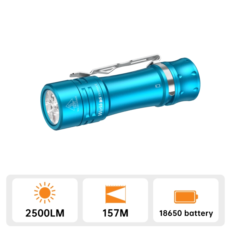Wurkkos TS10 MAX Nichia 519A 5000k＆ anduril 2.0 ,18650 portable flashlight with Maximum output 2500 lumens/157m/E-tail switch