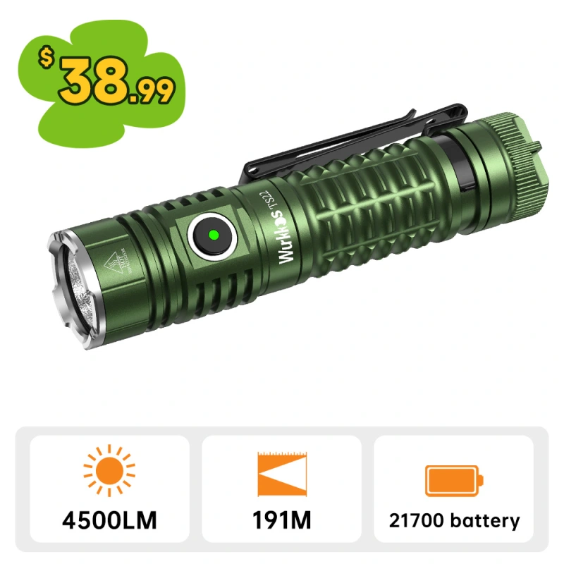 【New 70.3 HI 90CRI】Wurkkos TS22 XHP70.2 Powerful 4500LM  21700 LED Flashlight XHP70.3 with Magnet Tail & Reverse Charging USB C Rechargeable