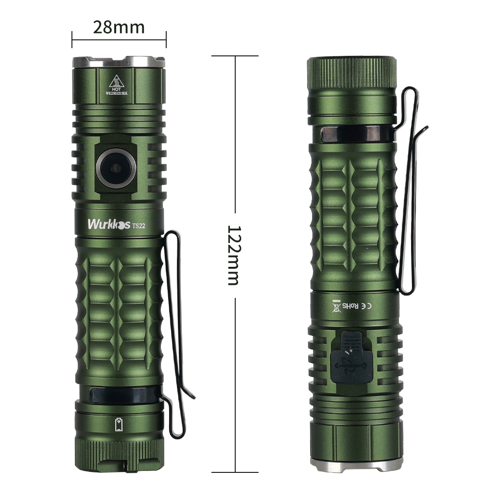 【USA warehouse】Wurkkos TS22 Powerful 4500LM  21700 LED Flashlight XHP70.3 with Magnet Tail & Reverse Charging USB C Rechargeable