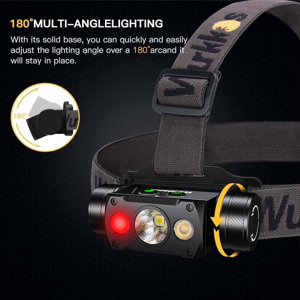 【New Release】Wurkkos HD50 Headlamp with Spotlight & Floodlight&red light, 4000LM/ 239M Powerful Flashlight Magnetic Tailcap USB C Rechargeable with dual swtich