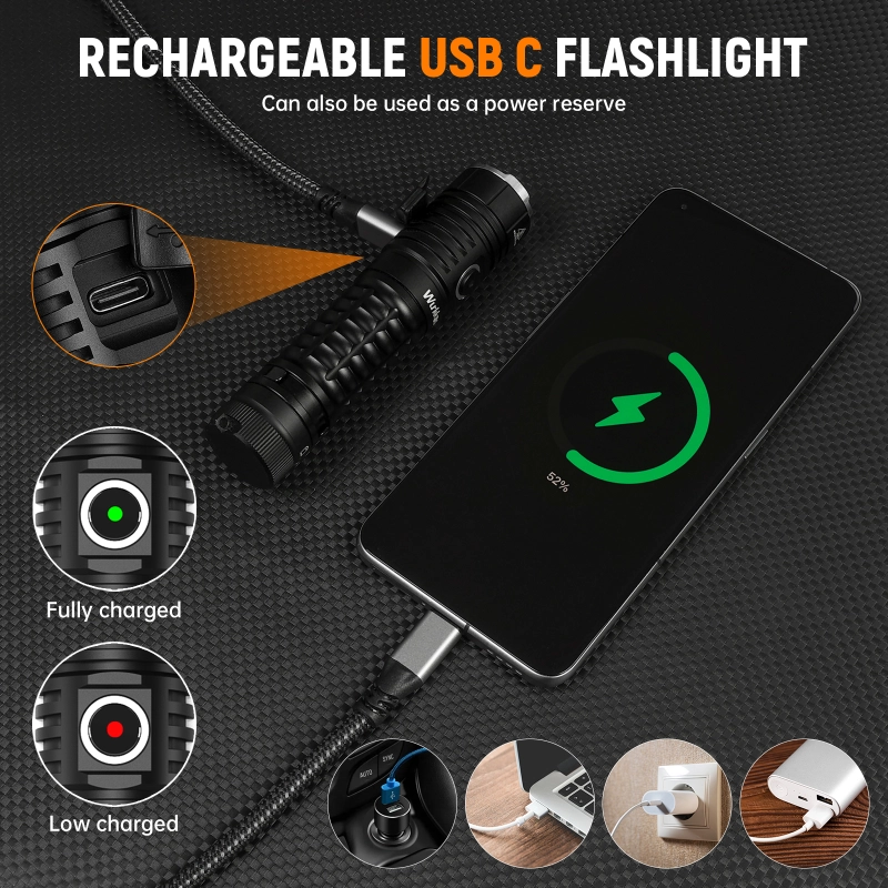 Wurkkos TS22 XHP70.3 LED Flashlight, 4500 Lumen and High CRI, Magnetic Tail, Reverse Charging, USB-C Rechargeable