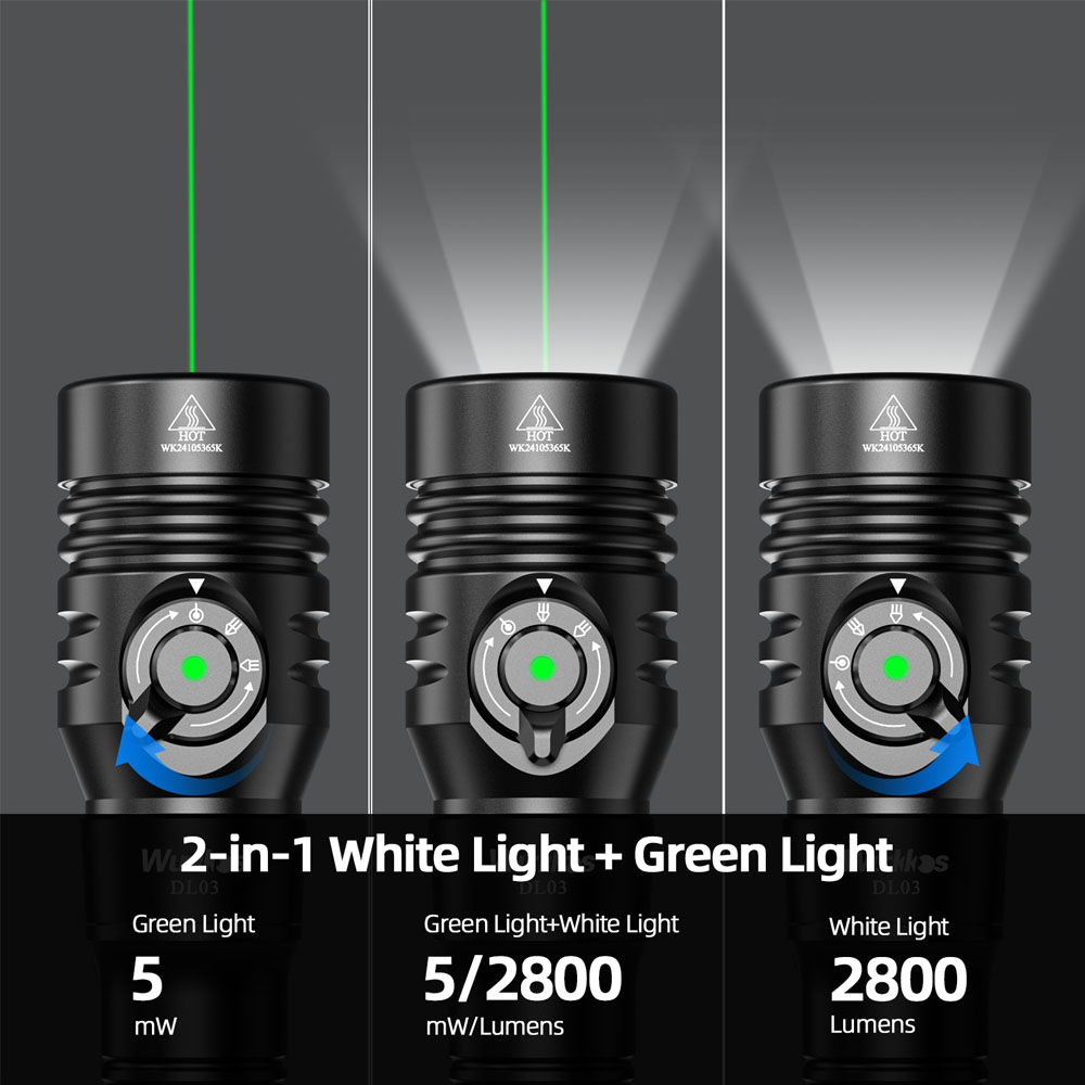 Wurkkos DL03 Professional Dive Light – 2800LM, 480M Beam, Green