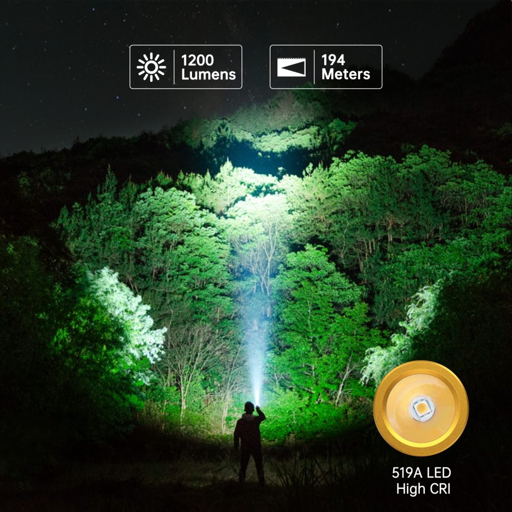 【USA warehouse】Wurkkos -TLF Golden WK03 18650 EDC Light with Nichia 519A 5000K 1200lm/USB C Rechargeable/Extra Magnetic Tail Cap included