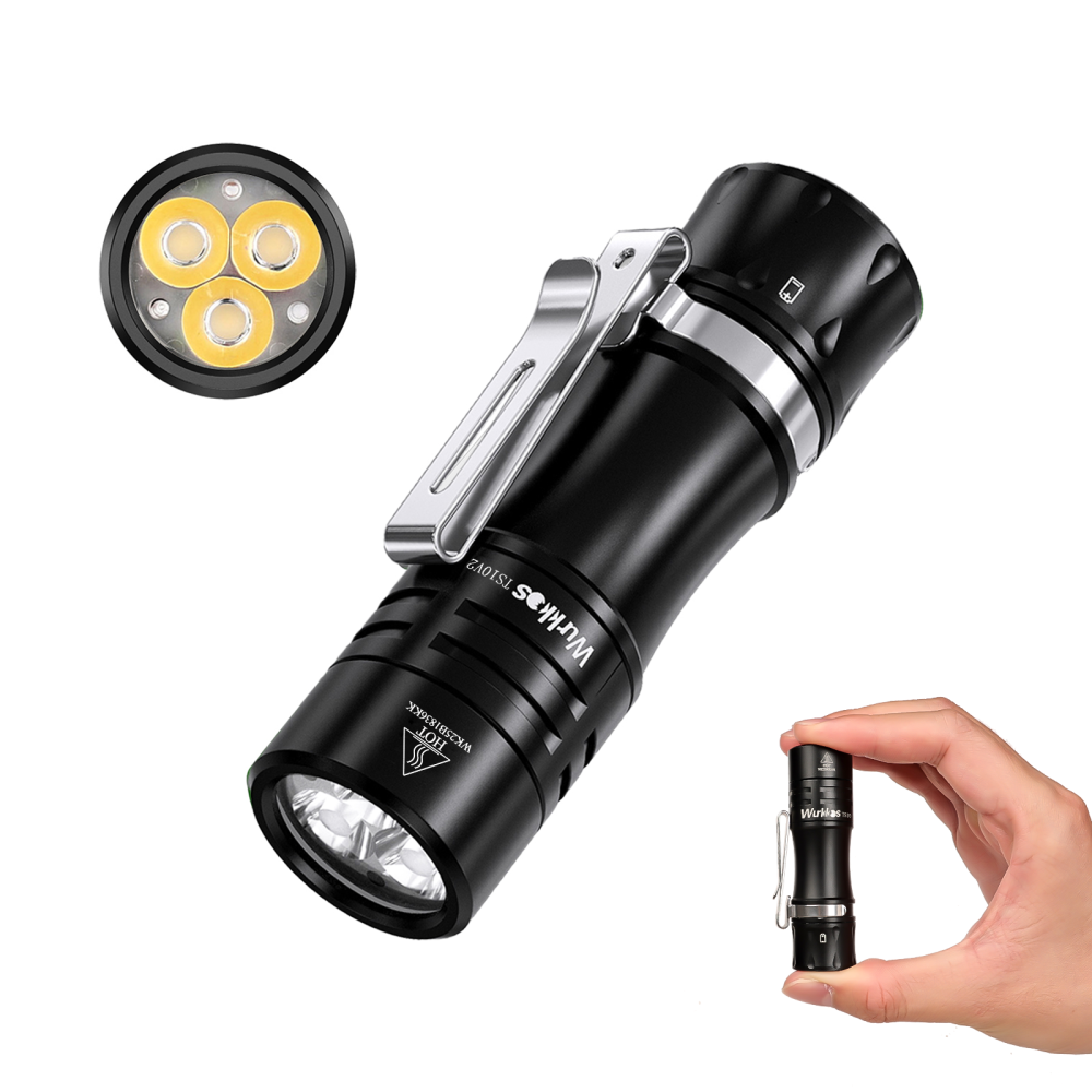 Wurkkos TS10 V2 Powerful Pocket EDC Flashlight, Triple White LEDs & RGB Aux LEDs, Anduril 2.0, Max 1400lm,14500 Battery Included