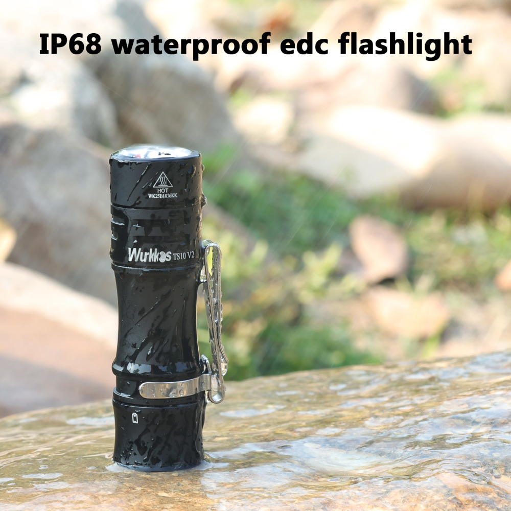 Wurkkos TS10 V2 Powerful Pocket EDC Flashlight, Triple White LEDs & RGB Aux LEDs, Anduril 2.0, Max 1400lm,14500 Battery Included