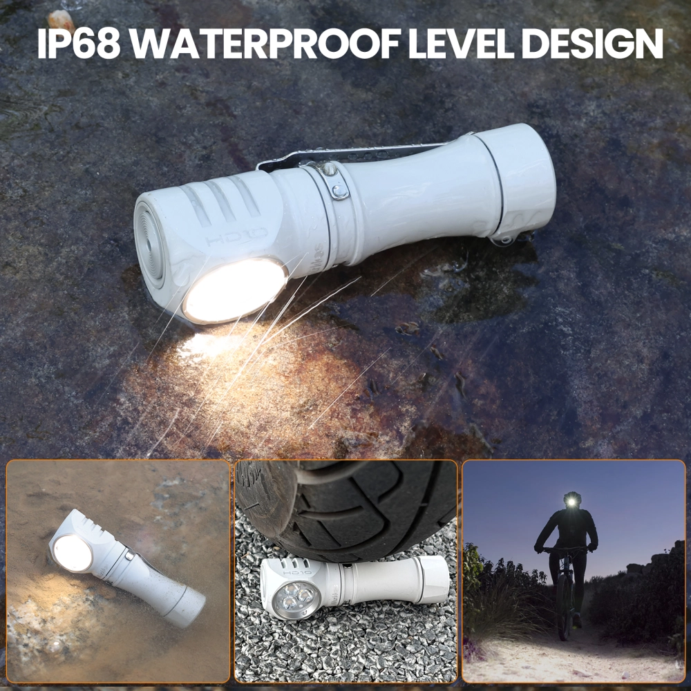 Wurkkos HD10 Mini Right Angle Flashlight, Max output 1200 Lumens/129M ...