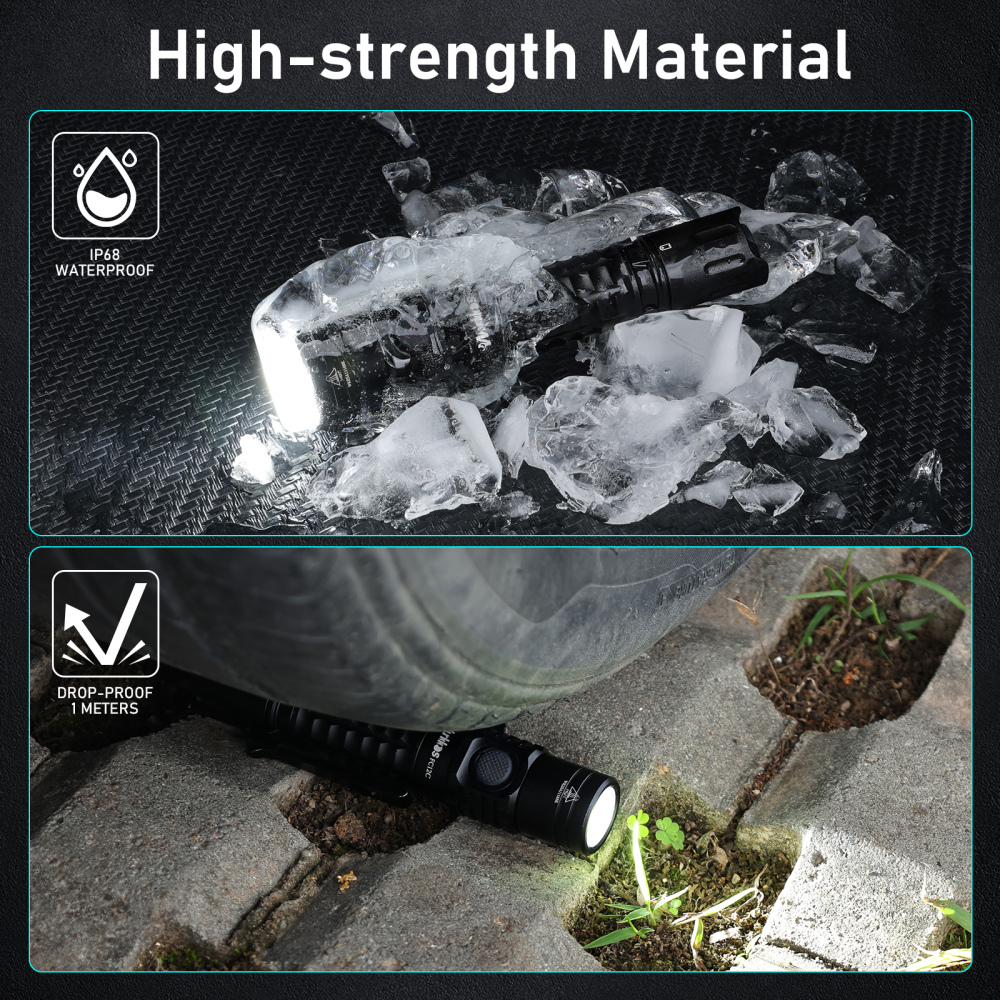 【New Release】 Wurkkos FC12C Buck Circuit Tactical Flashlight, Long-range 1600 LM/332 M, Dual Mode tactical and ramping mode