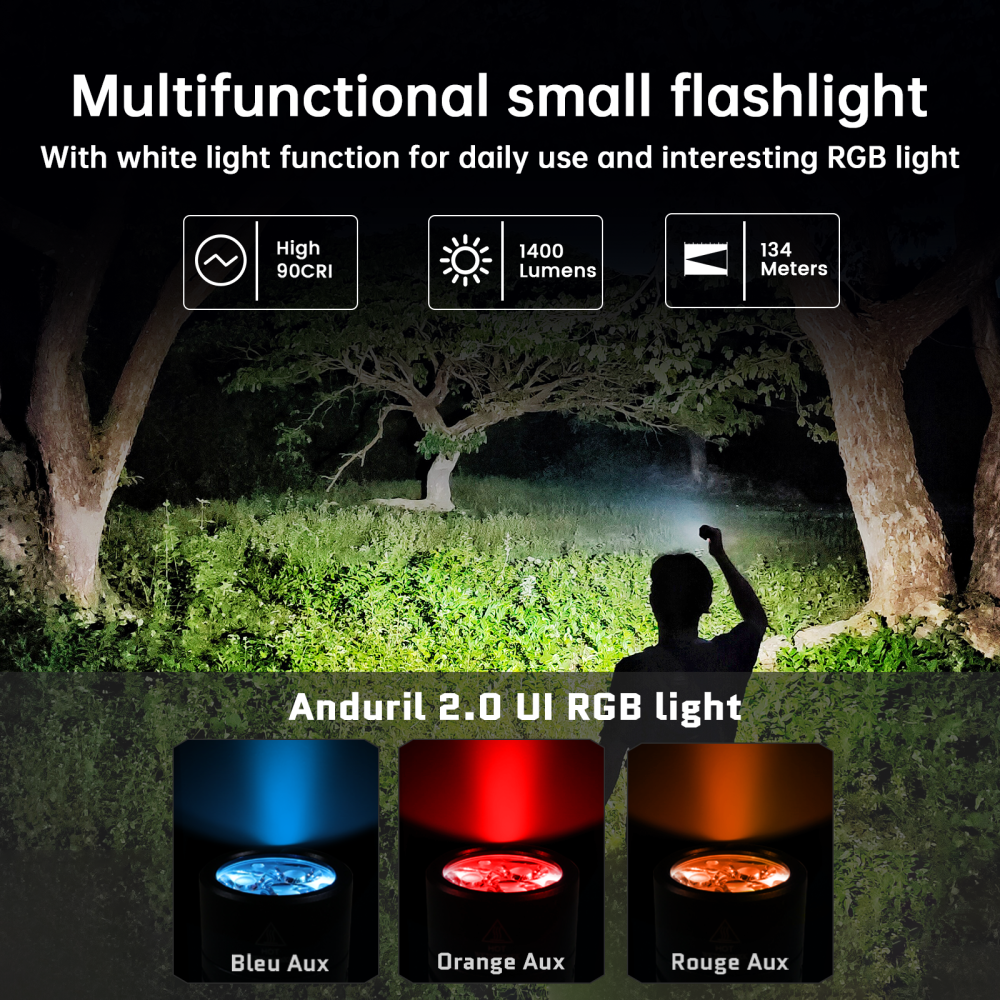 【Limited $9.99】Wurkkos TS10 V2 14500 Powerful Mini  EDC Flashlight with 3* 90 CRI LEDs and 3* RGB Aux LEDs ,Anduril 2.0,Max 1400lm