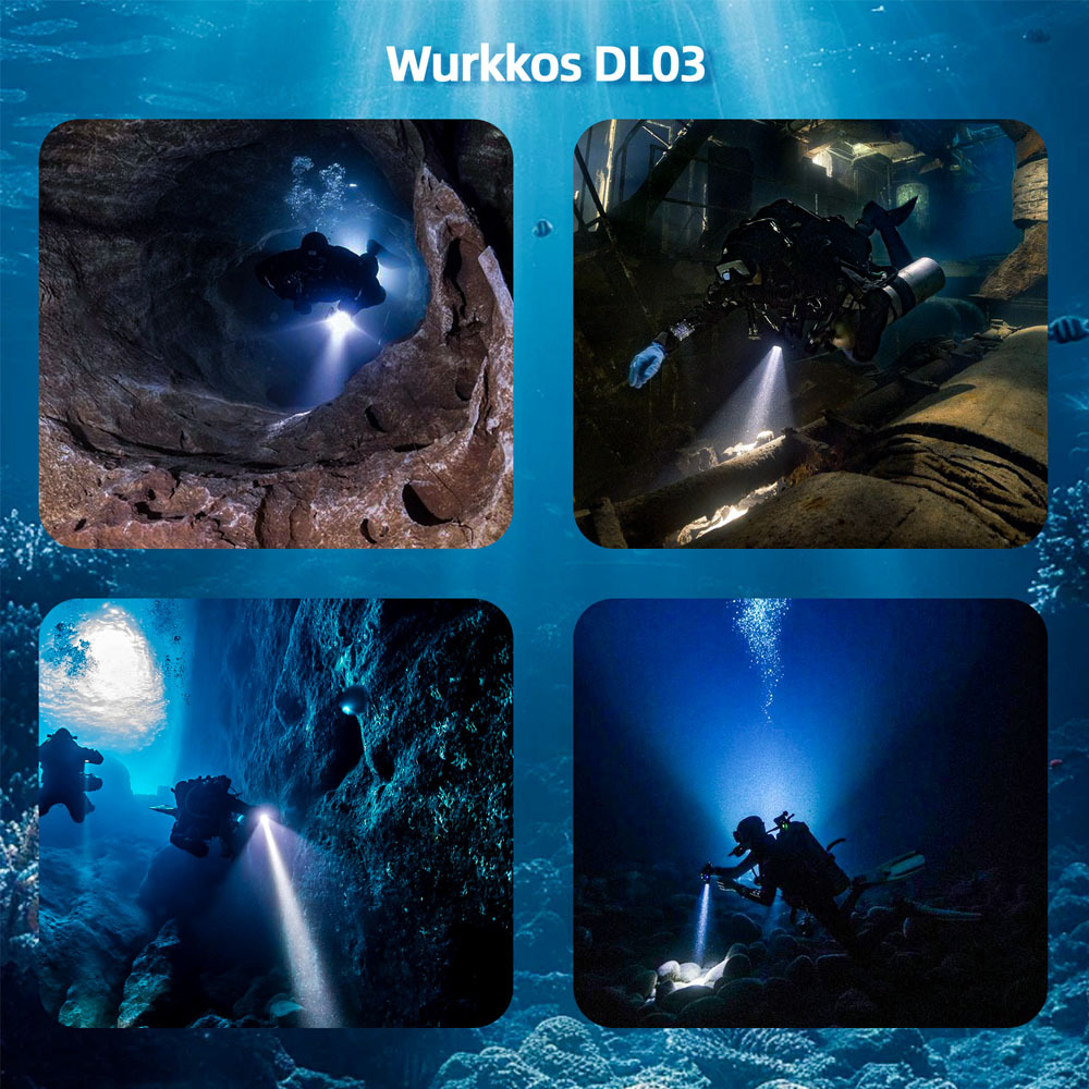 【New Release】Wurkkos DL03 Rechargeable Dive Light – 2800LM, 480M Beam, Green Laser & Power Indicator, 100M Waterproof for Safe Night Dives