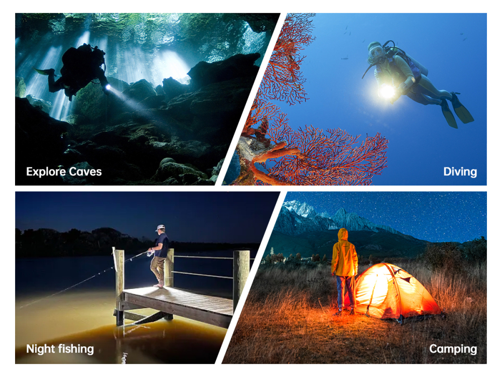 Wurkkos DL70 Super Bright 13000lm Dive Light, Amphibious Flashlight, Underwater 100m, with 2*26650 Flashlights, 4*XHP50B, 4 Modes Operation