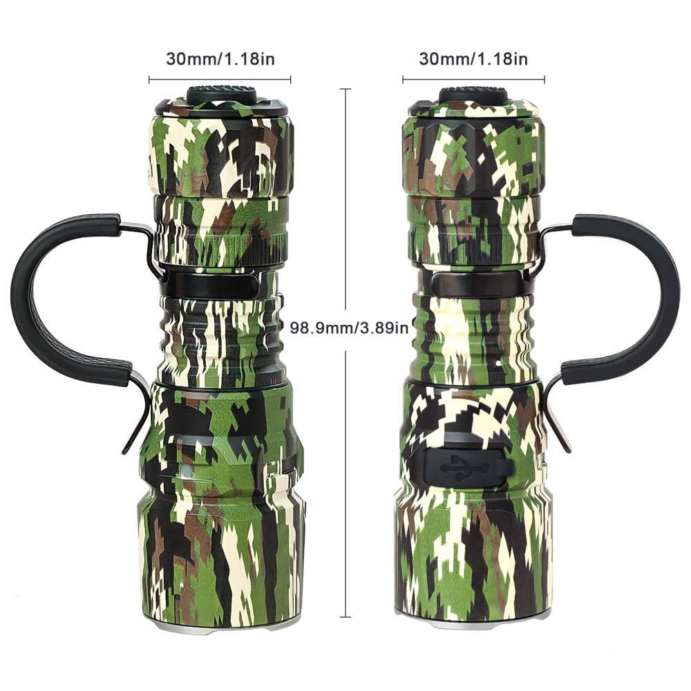 【Camouflage Edition】Wurkkos TD07 Tactical Flashlight, USB C Rechargeable 1300 Lumens, 479m Long Range EDC Flashlight