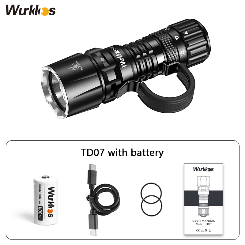 【US warehouse No Tax】Wurkkos TD07 Tactical Flashlight, USB C Rechargeable 1300 Lumens, 479m Long Range EDC Flashlight