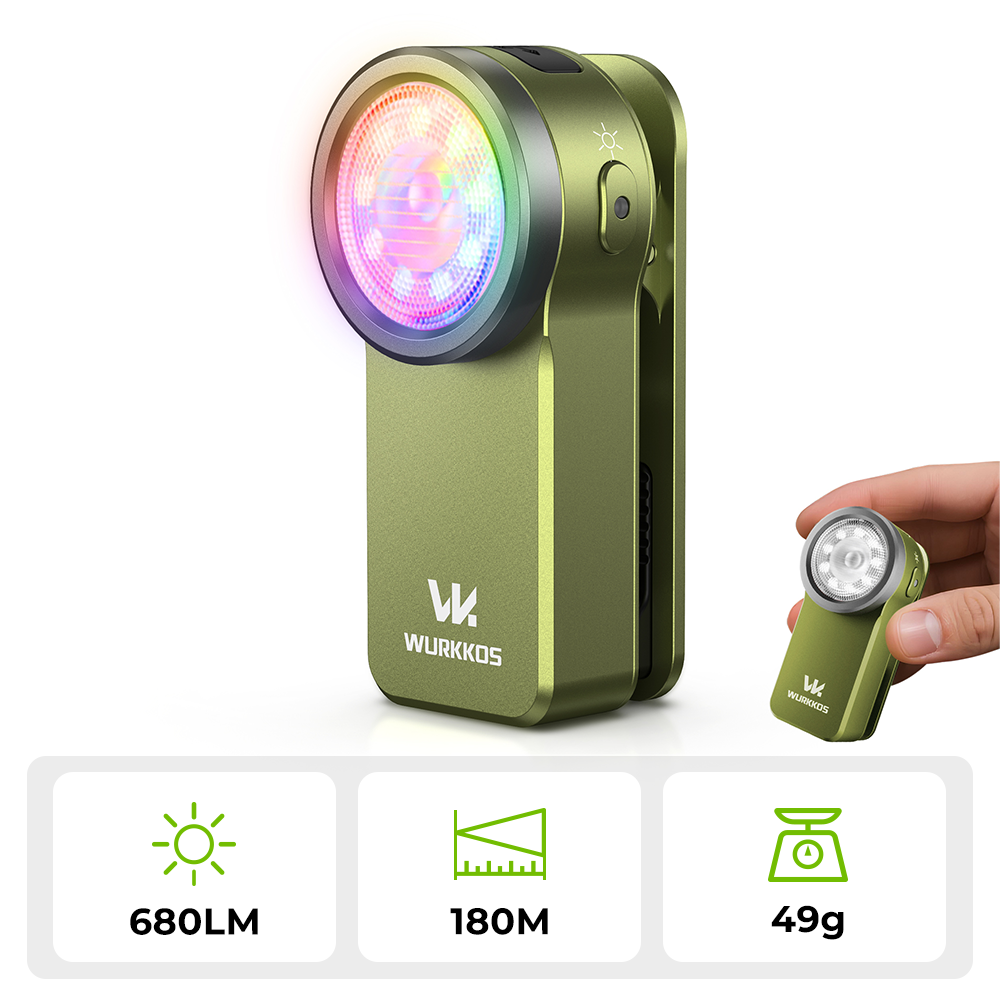 【 New Release】Wurkkos HD03 Clip Light, 680LM USB C Rechargeable Pocket Flashlight, with Spotlight/Flooglight(95 CRI)/RGB Lights/Magnet Inside/Buck Driver/Waterproof