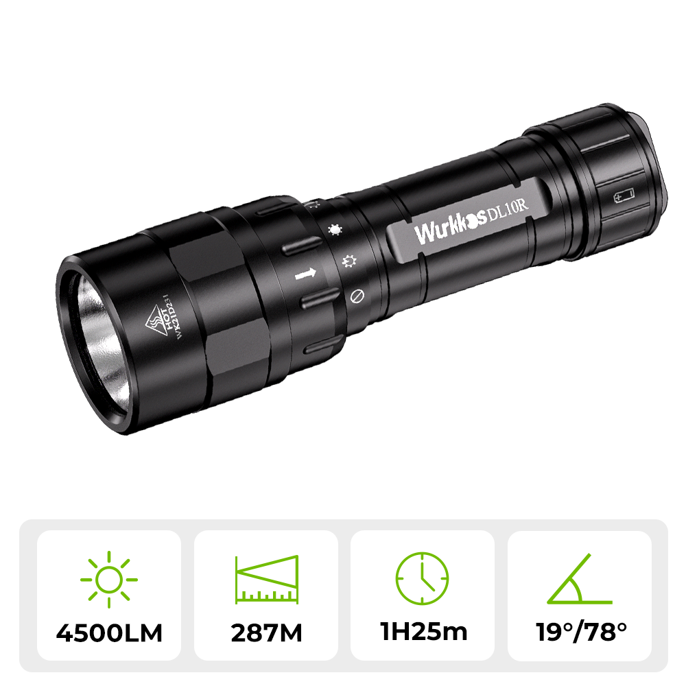 【EU warehouse】Wurkkos DL10R USB C Rechargeable Powerful 4500lm XHP70.2 21700 Flashlight Diving Light with Magnetic Control Switch Underwater Torch