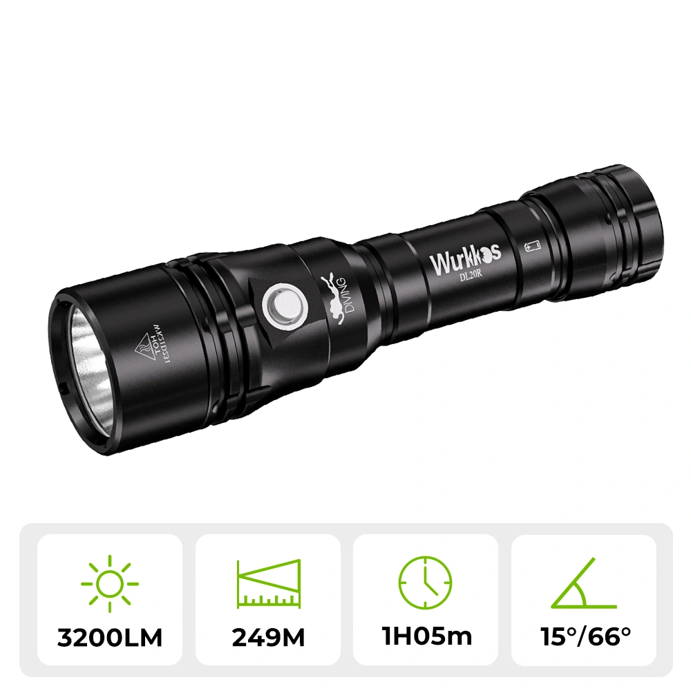 Wurkkos DL20R USB C Rechargeable Diving Light Powerful 3200lm