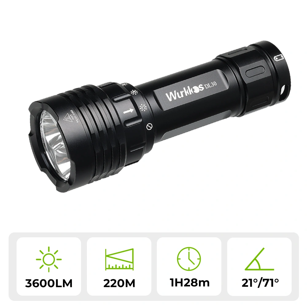 Wurkkos DL30 Dive Flashlight – 3600 Lumen Scuba Diving Torch, 100m