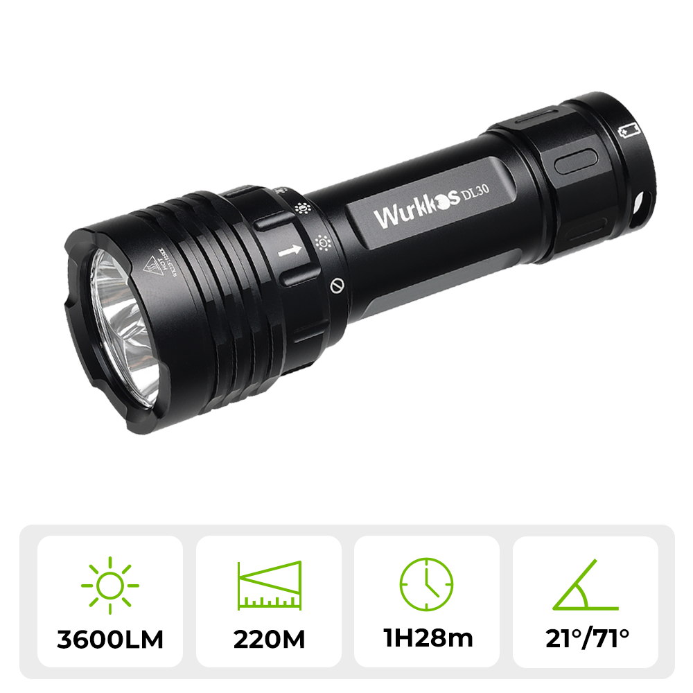 【Poland warehouse】DL30 21700 Diving Flashlight, 3600lm Triple LH351D 5000k High CRI, Magnetic Control Ring Switch,
