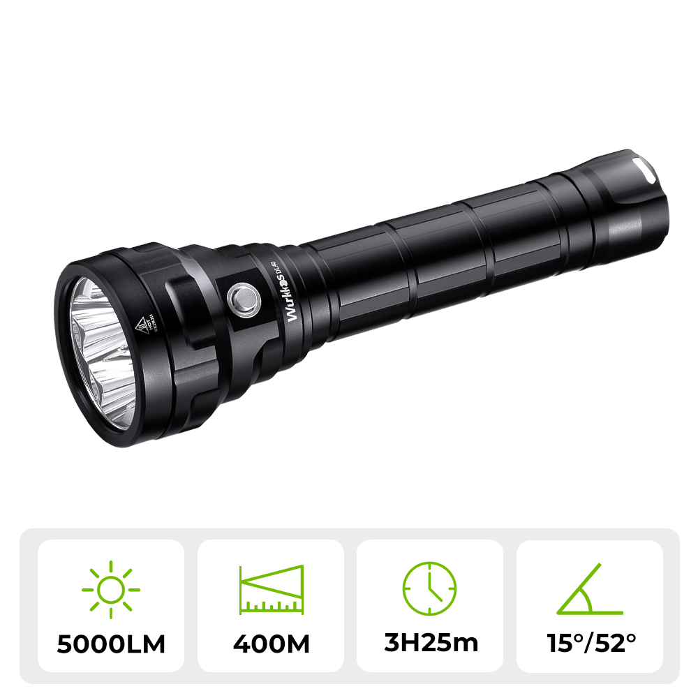 Wurkkos DL40 Powerful 5000lm Flashlight, Diving Light with 4