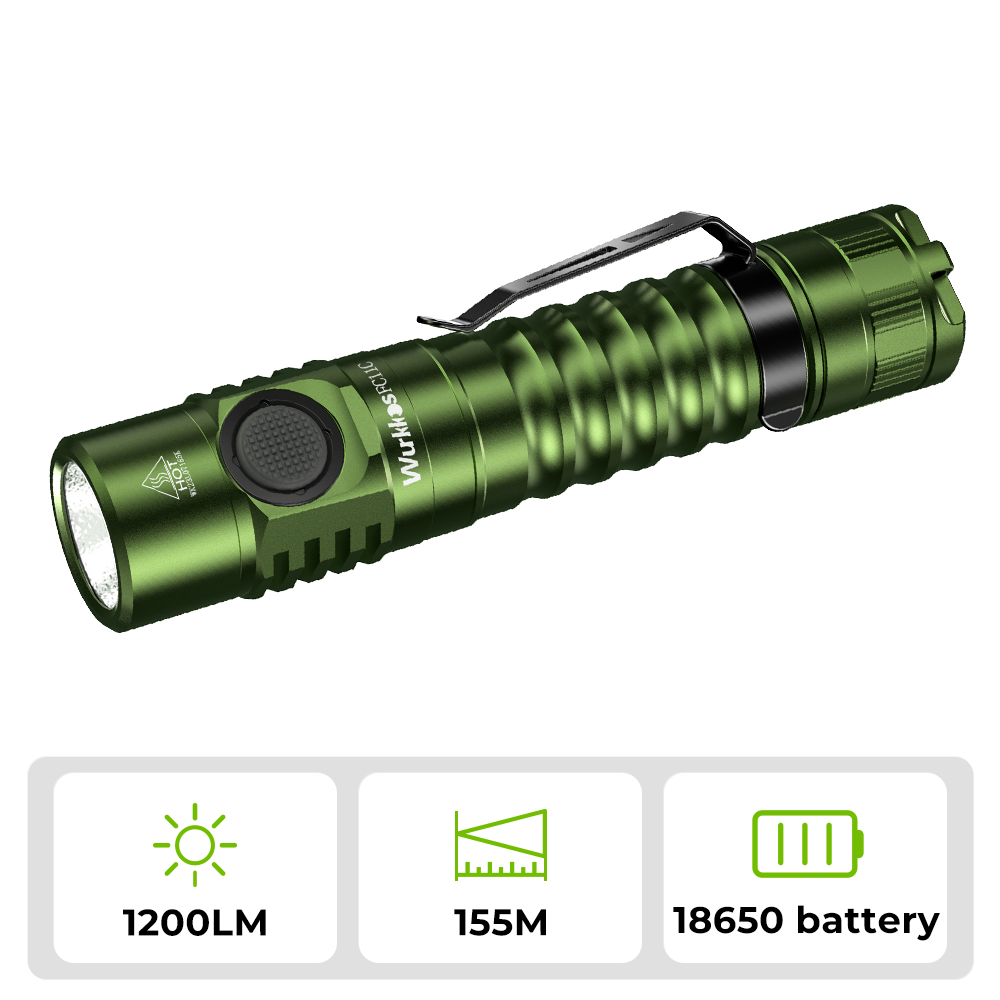 【Poland warehouse】Wurkkos FC11C Nichia 519A Buck Circuit Flashlight, Max output 1200Lumens 18650 LED with Magnetic Tail USB C Rechargeable Torch