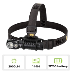 HD20 USB C Rechargeable Headlamp 21700 Flashlight 2000lm Dual LED