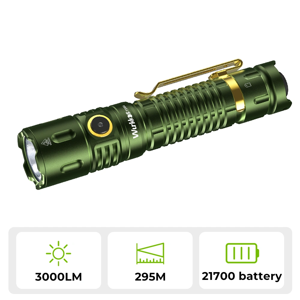 Wurkkos TD04 XHP50D HI Rechargeable Flashlight USB-C 3000 lumens