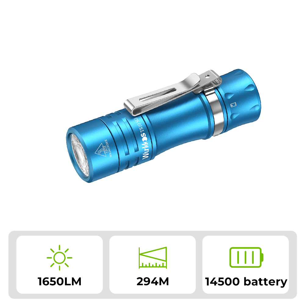 Wurkkos TS10 SG Powerful Mini EDC Flashlight, 1650 Lumens 294 Meter Throw with SFT25R,RGB Aux LEDs