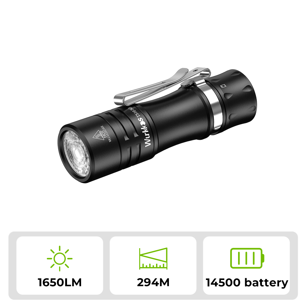 Wurkkos TS10SG Powerful Mini EDC Flashlight, 1650 Lumens 294 Meter Throw with SFT25R,RGB Aux LEDs