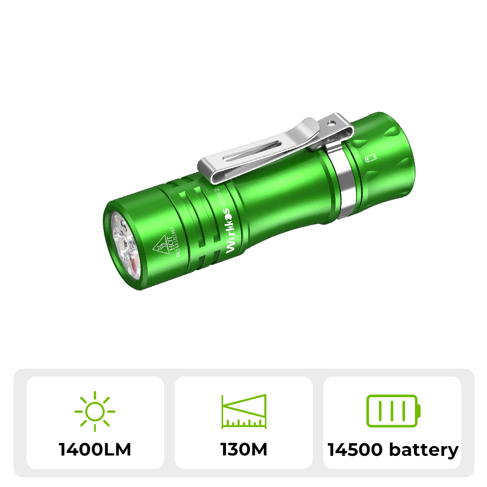 Wurkkos TS10 V2 Powerful Pocket EDC Flashlight, High CRI, RGB Aux LEDs, Anduril 2 UI, Max 1400lm
