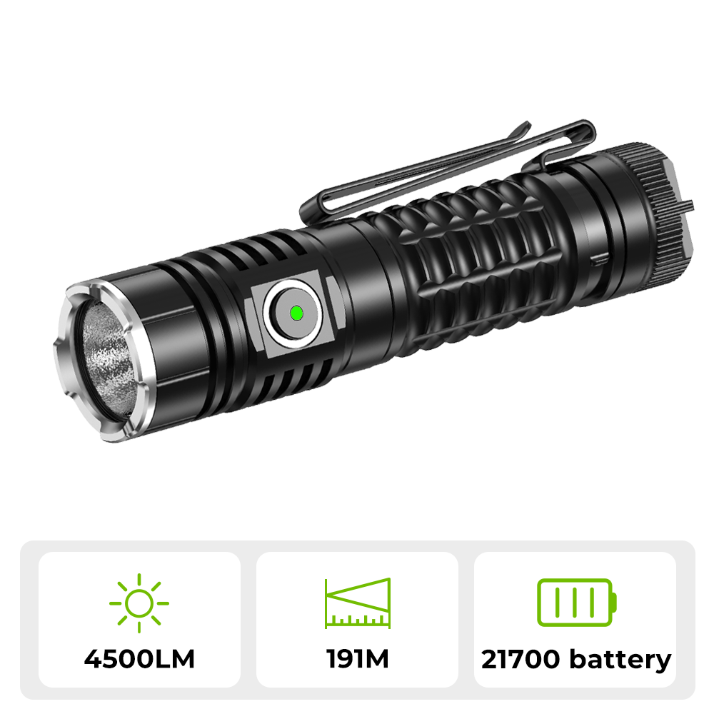 【US warehouse No Tax】Wurkkos TS22 XHP70.3 LED Flashlight, 4500 Lumen and High CRI, Magnetic Tail, Reverse Charging, USB-C Rechargeable