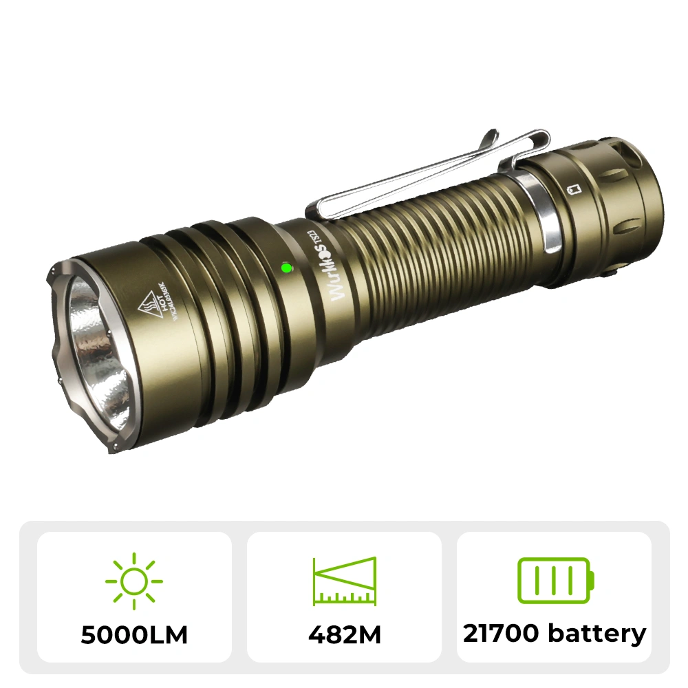 Wurkkos TS23 21700 Tactical Flashlight XHP70.3 HI LED 5000Lm Torch IPX8 ...