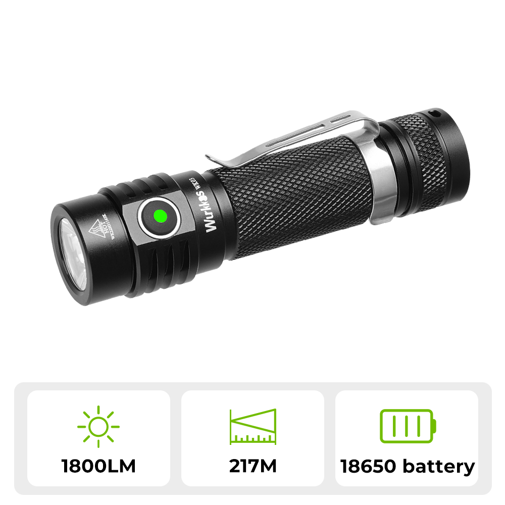 【Poland warehouse】Wurkkos WK03 1800lm SST40 USB C Rechargeable 18650 EDC Light, Simple UI with Power Indicator/ATR