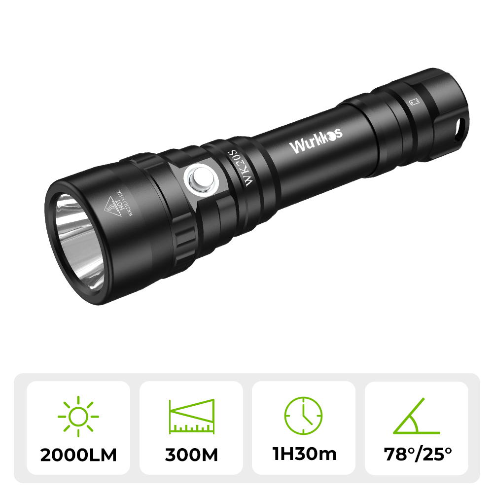 Wurkkos WK20S 2000lm Scuba Diving Flashlight, Amphibious Flashlight, SST40 18650